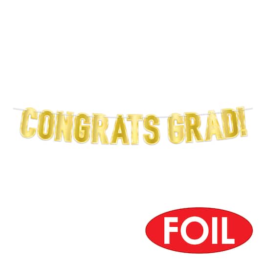 Beistle 5.25ft. Gold Foil Congrats Grad! Streamer